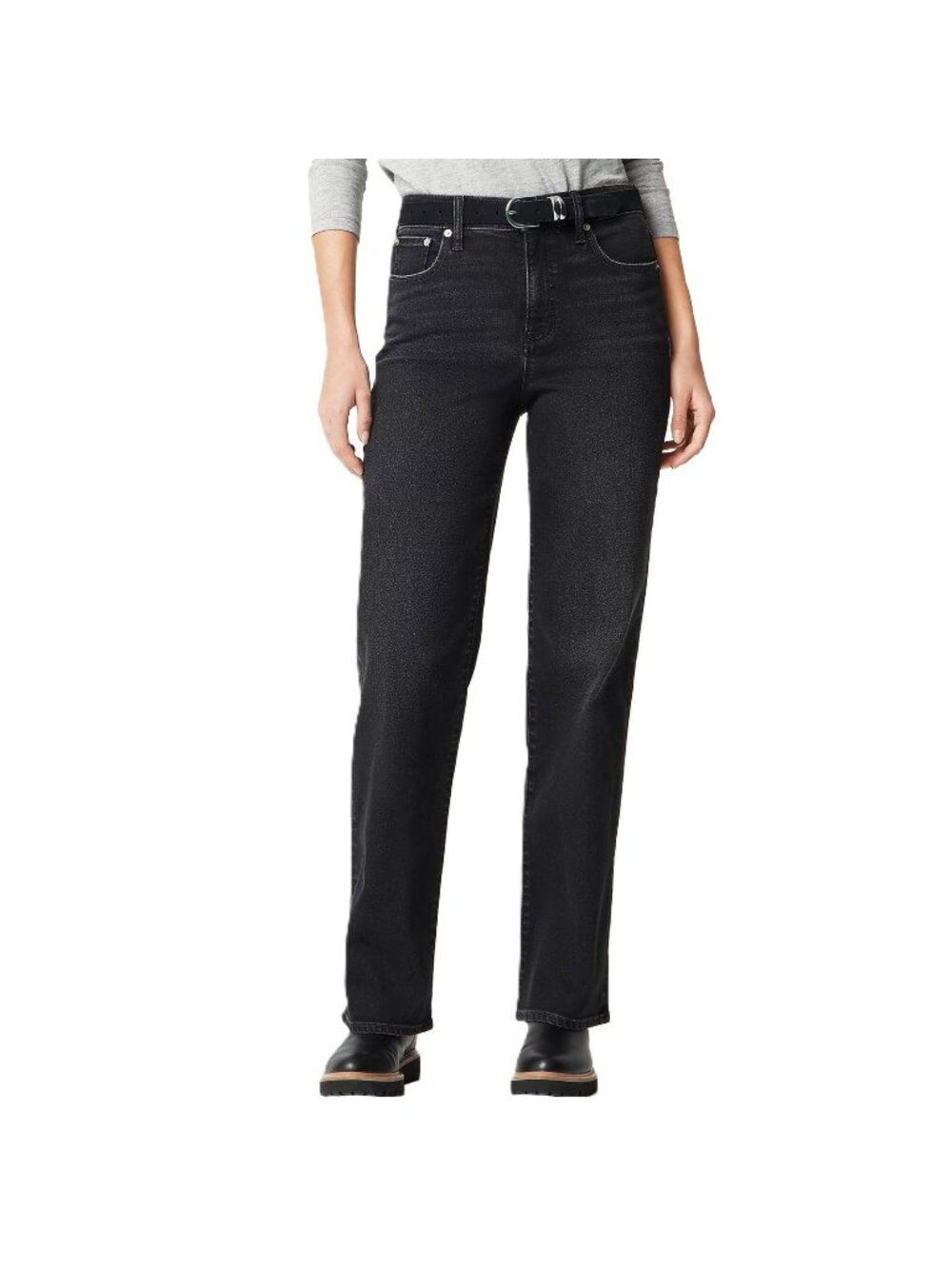 J. Crew Full-Length Slim Wide-Leg Black Denim Jeans Full Stretch Size 27 X 28